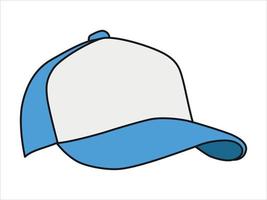 Vector Blue baseball cap in angles view front. Mockup baseball cap for design, cartoon.