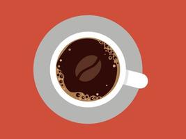 Cups of black Espresso with foam. Coffee top view. Vector illustration for a coffee shop