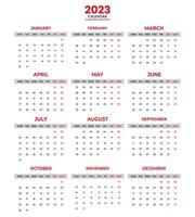 2023 one page wall Calendar design template vector