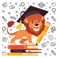 Education Illustration With Cartoon Lion vector
