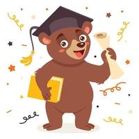 ilustración de educación con oso de dibujos animados vector