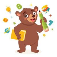 ilustración de educación con oso de dibujos animados vector