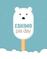 International Eskimo Pie Day January 24. Ice cream in the shape of bear, banner, flyer, postcard. vector