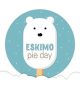 International Eskimo Pie Day January 24. Ice cream in the shape of bear, banner, flyer, postcard. vector