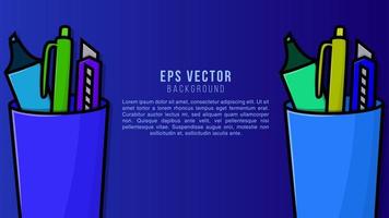 Back to School banner, stationery objects and office supplies on the blue background vector