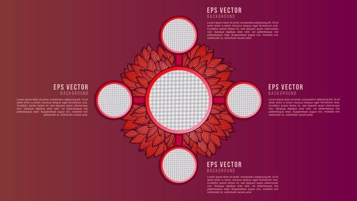 Doodles simple and editable abstract red steps order diagram background. Graphic infographic elements. Vector illustration