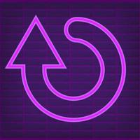 Neon light arrow purple glow sign for direction vector illustration set. Shine information element, navigation pointer, bright graphic object. Previous next left right up down button. Ui interface