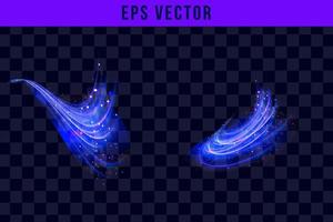 Blue fire flames on object with transparency isolated on checkered vector background. Special light effects for design and decoration. Fireball easy to use.