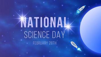 National Science day blue background design with doodle and space vector