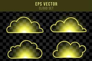 Yellow neon cloud isolated. Linear contour. Weather. Vector illustration