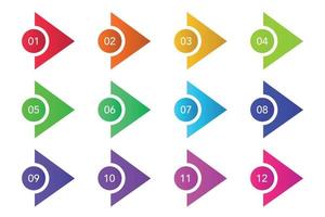 Set of Numbered Arrows vector