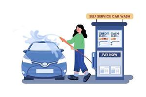 Self Service Car Wash Illustration concept on white background vector
