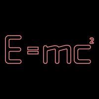 Neon e mc Energy formula physical law E mc sign e equal mc 2 Education concept Theory of relativity red color vector illustration image flat style