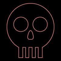 Neon human skull Cranium red color vector illustration image flat style