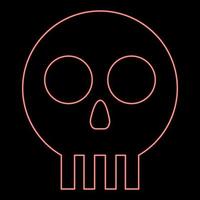 Neon human skull Cranium red color vector illustration image flat style