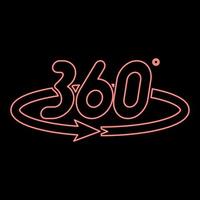 Neon 360 degree rotation arrow Concept full view icon black color vector illustration flat style image red color vector illustration image flat style