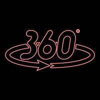 Neon 360 degree rotation arrow Concept full view icon black color vector illustration flat style image red color vector illustration image flat style