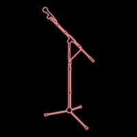 Neon stand microphone Sound recording equipment Racks for mic icon black color vector illustration flat style image red color vector illustration image flat style