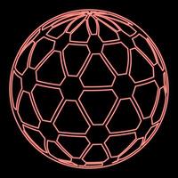 Neon global world concept with points connection network Idea business sphere sense red color vector illustration image flat style