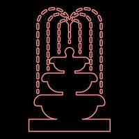 Neon fountain Tier of Water red color vector illustration image flat style