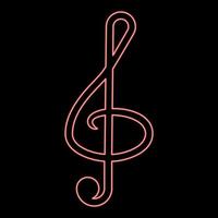 Neon treble clef icon black color vector illustration flat style image red color vector illustration image flat style