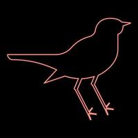 Neon nightingale Luscinia Bird silhouette icon black color vector illustration flat style image red color vector illustration image flat style