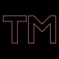 Neon tM letter trademark red color vector illustration image flat style