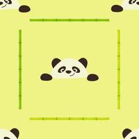 A seamless pattern with bamboo stalks and panda face vector