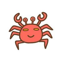 Cute happy crab. Vector hand drawn isolated