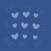 Classic blue background with set of hearts vector