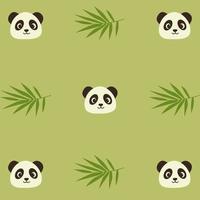 A seamless pattern with bamboo leaves and panda face 3 vector