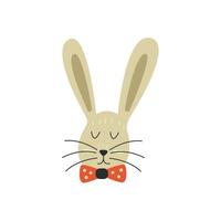 Cute bunny with a bow tie. Vector