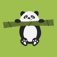 Panda hangs on a branch of bamboo vector