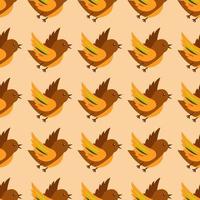 Seamless pattern. Cute bird with colorful plumage. Vector