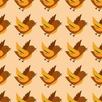 Seamless pattern. Cute bird with colorful plumage. Vector