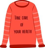 Red warm sweater with the words take care your health vector