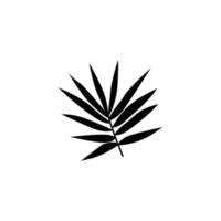 Branch with bamboo leaves vector black and white illustration