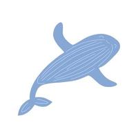Cute smile blue whale is swimming. Vector