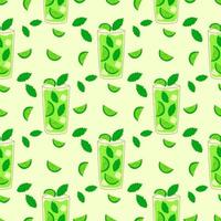 Seamless pattern Mojito with slices of lime. Vector