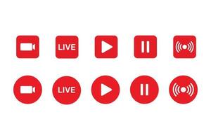 Live streaming icon set vector