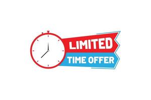 Vector limited offer label with alarm clock countdown logo.