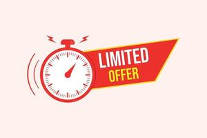 Red limited offer badge with clock design. vector