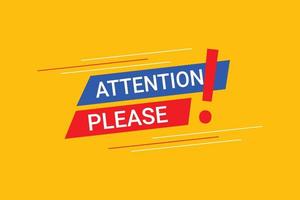 Attention please yellow background Vector element