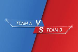 vs sport battle lower team a vs team b con ilustración de plantilla de vector de fondo rojo y azul.