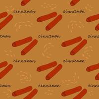 Cinnamon sticks seamless pattern. Spice vector hand drawn