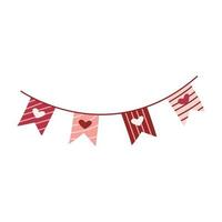 Festive ribbon with flags for Valentines Day. Vector