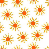 Seamless pattern. Sun on white background. Vector hand drawn