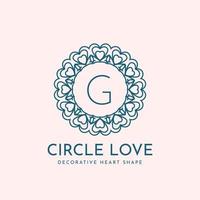 letter G circle love decoration vector logo design