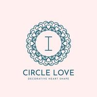 letter I circle love decoration vector logo design