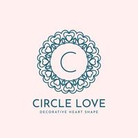 letter C circle love decoration vector logo design
